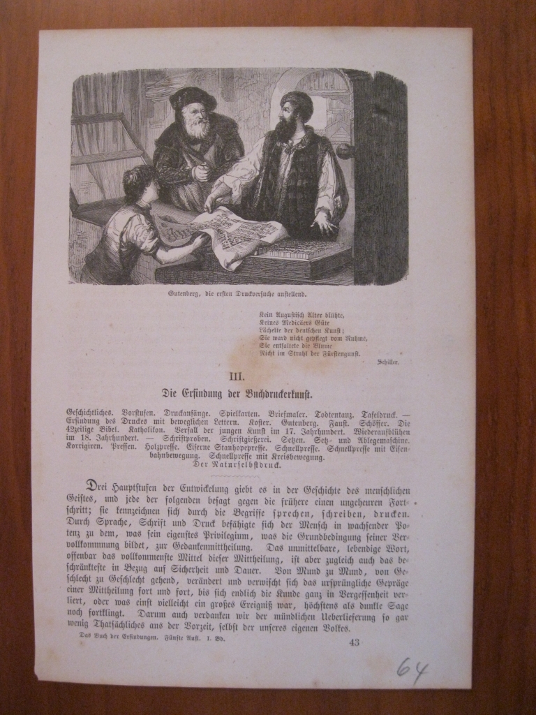 Gutenberg desconcertado ante las primeras pruebas, 1864. Anónimo